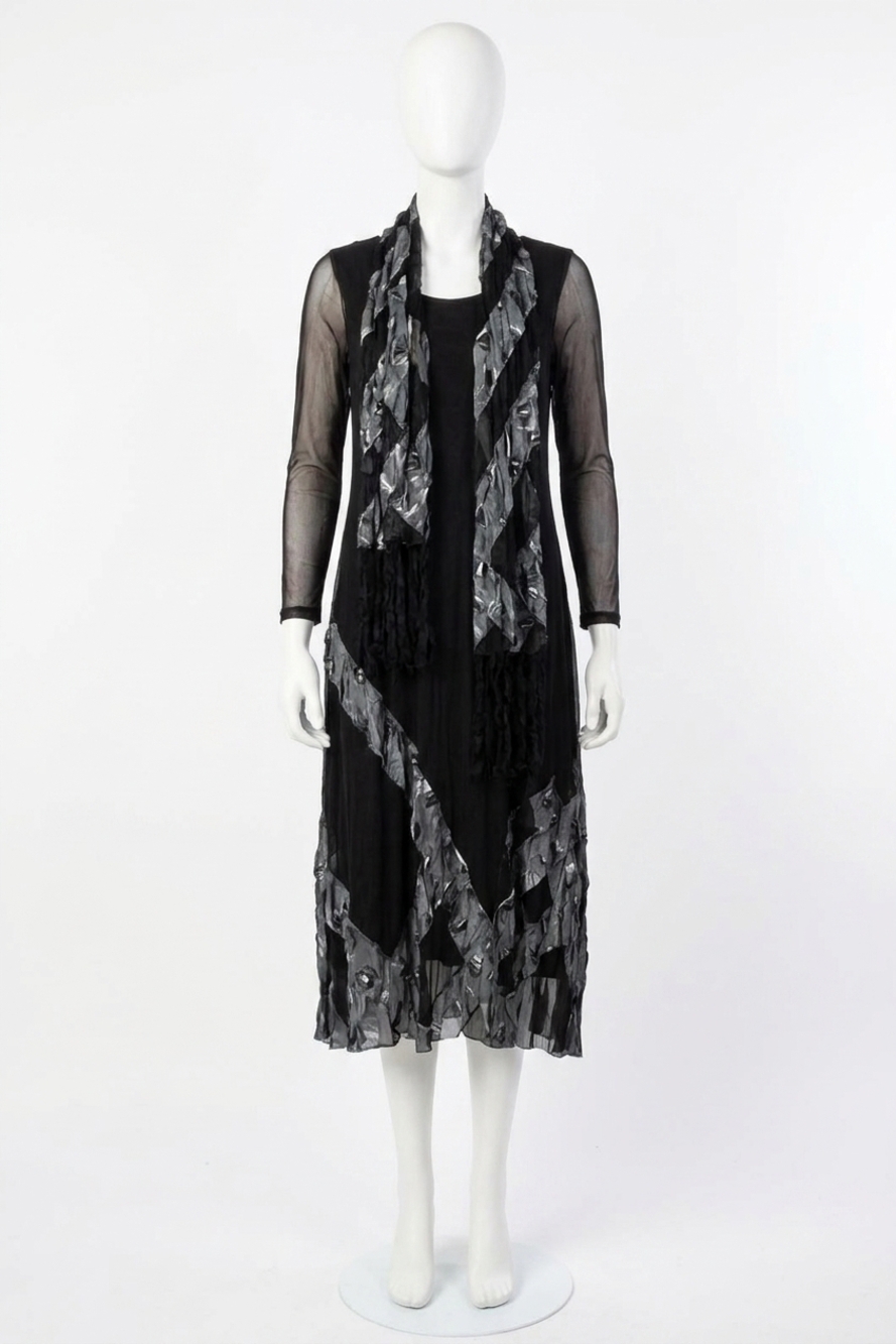 NEW ANGEL patterned maxi dress in black multi